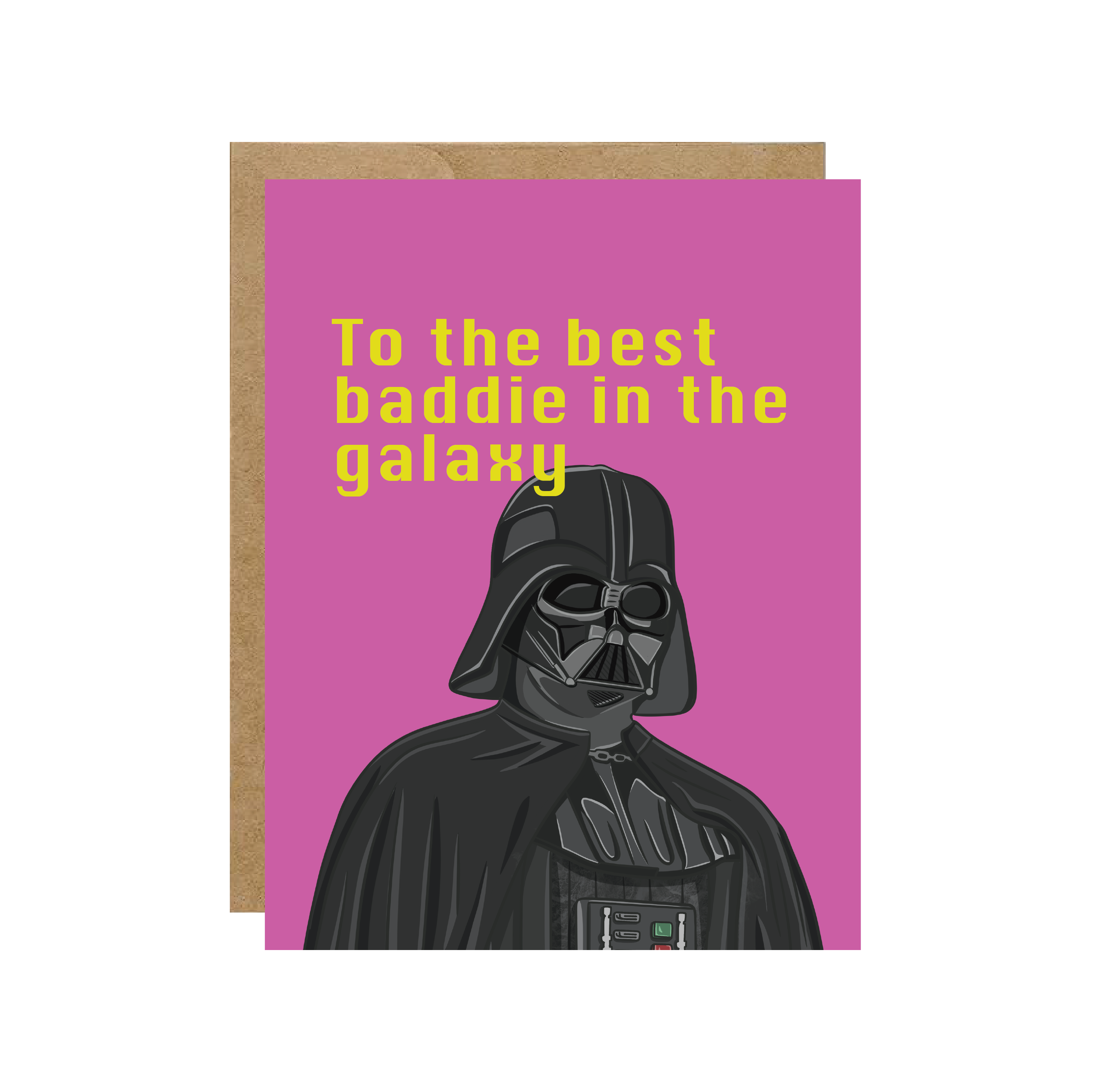 Pop culture greeting card for sci-fi fans with villain art